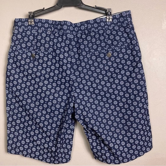 Club Monaco shorts men 33 NWT patterned trouser 10" chino blue pattern Baxter - Picture 10 of 12